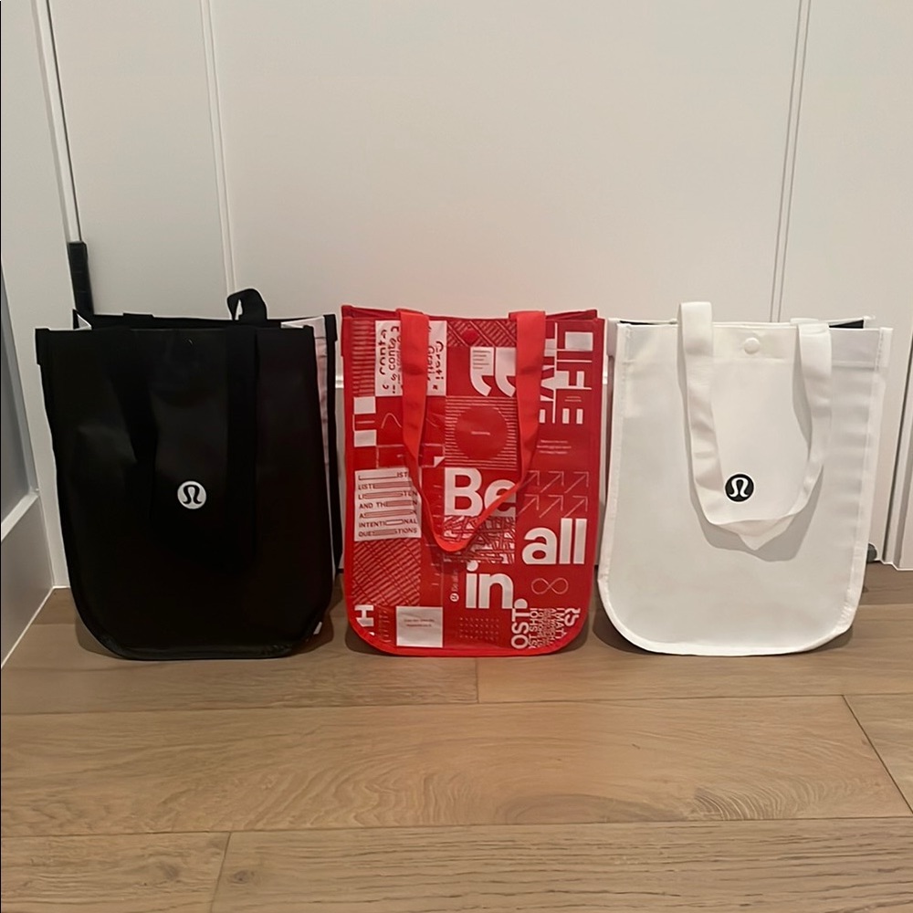 Lululemon Tote Bag Set/Bundle- Black, Red, White